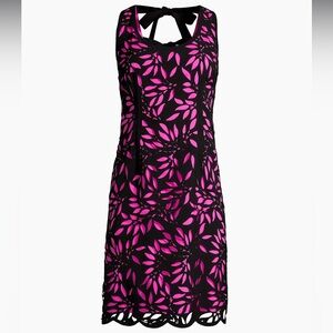 Shani Laser-cut Bow-back Dress, Black and Fuchsia Pink